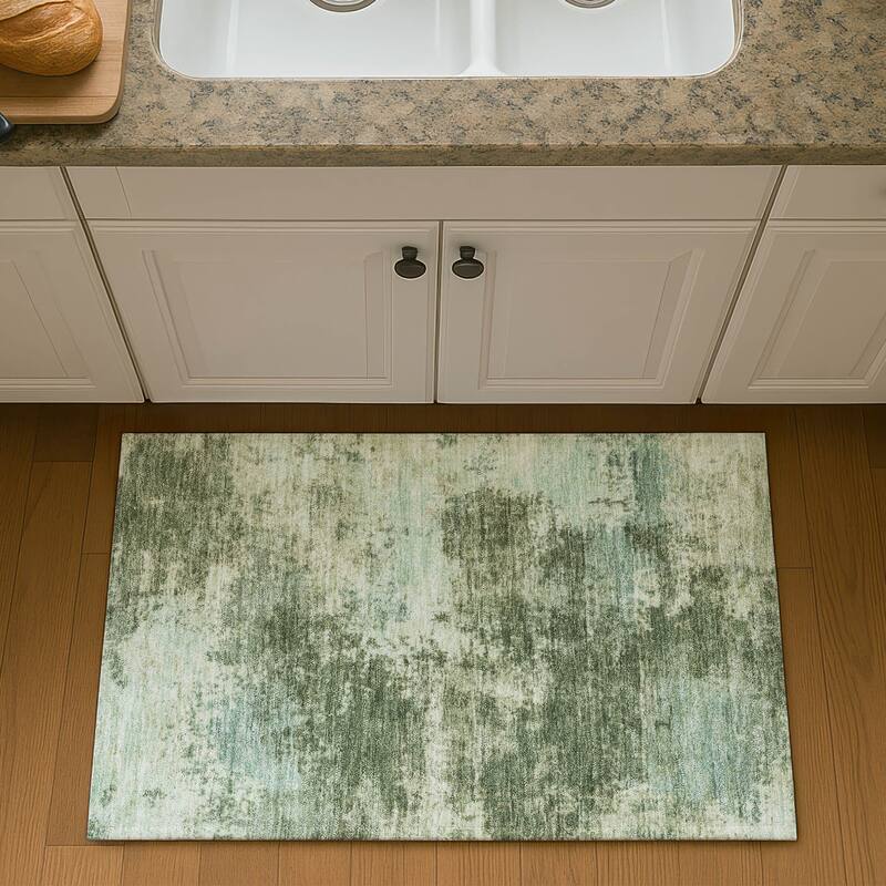 Premium Washable Super Soft Abstract Casual Mayfield Rug - Aloe - 1'8" x 2'6"