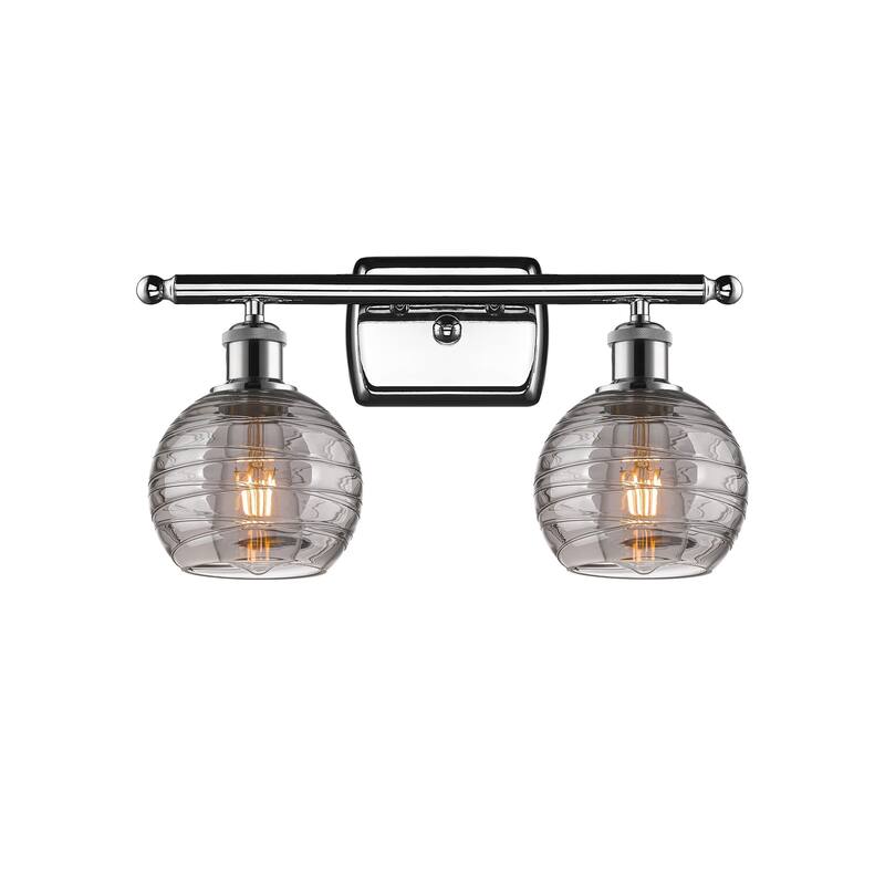 Innovations Lighting 516-2W-10-16 Athens Deco Swirl Vanity Athens Deco - Polished Chrome / Light Smoke Deco Swirl