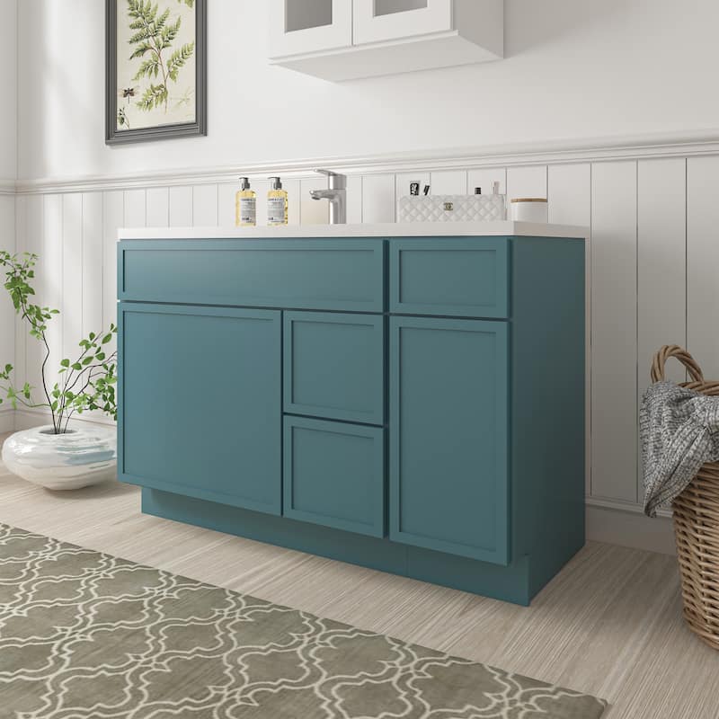Vanity Art 48" Birch Freestanding Bathroom Vanity Cabinet without Top