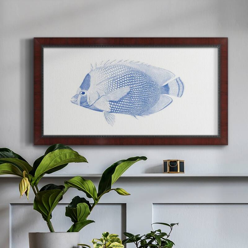 Blue & White Tropical Fish VI Premium Framed Canvas- Ready to Hang