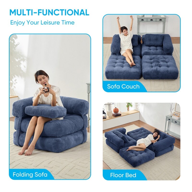 Mixoy Folding Sofa Bed, L-Shaped Convertible Sofa Bed with Armrest