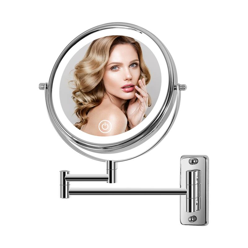 Wall Mounted Makeup Mirror w/ Down Double-Sided 1x/10x Magnification