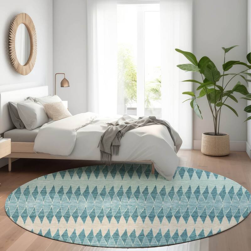 Premium Washable Super Soft Modern Ziggy Mayfield Rug - Teal - 8' x 8'
