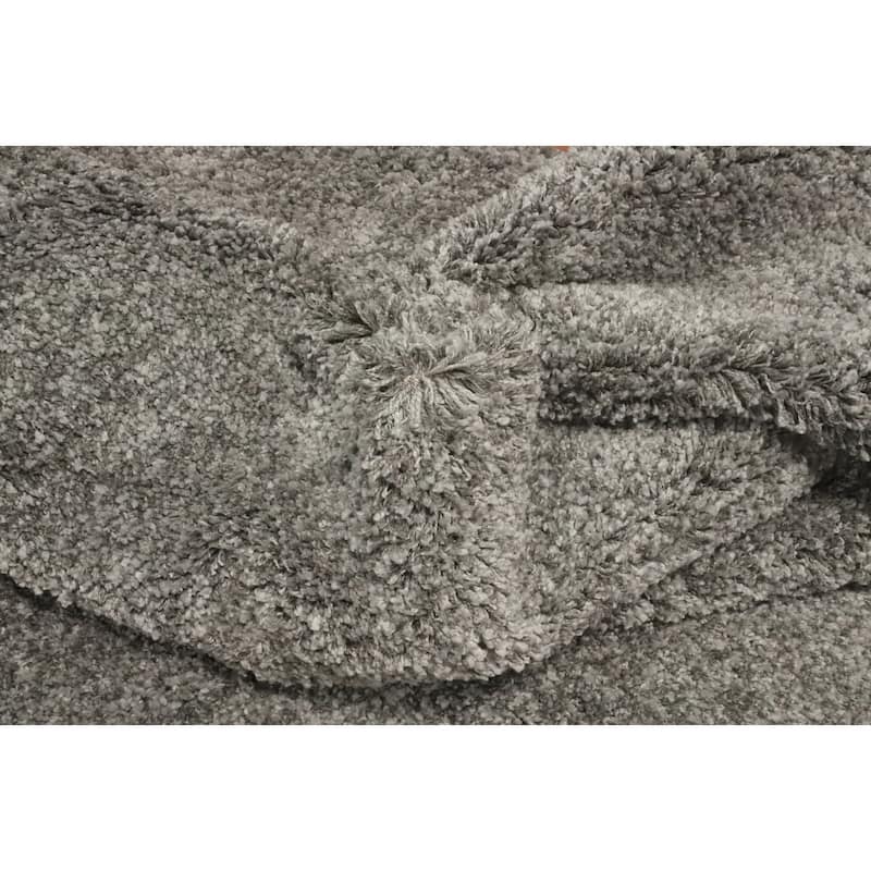 Machine Made Oriental Polyester Carpet Modern All-Over Greys & Charcoal Shaggy Area Rug - 12' 1'' X 8' 6''