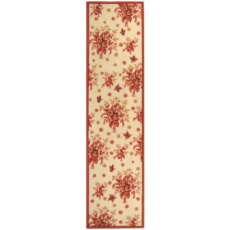 SAFAVIEH Handmade Chelsea Spring Wheel Mosaic French Country Wool Rug - 2'6" x 12' Runner - Tan