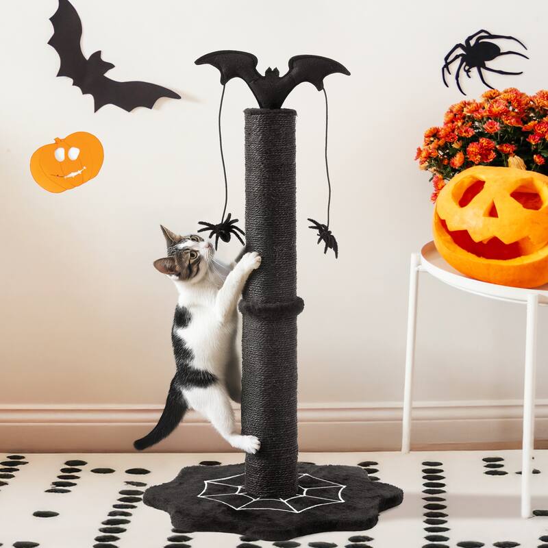 25" Halloween-Themed Cat Scratching Post - Black