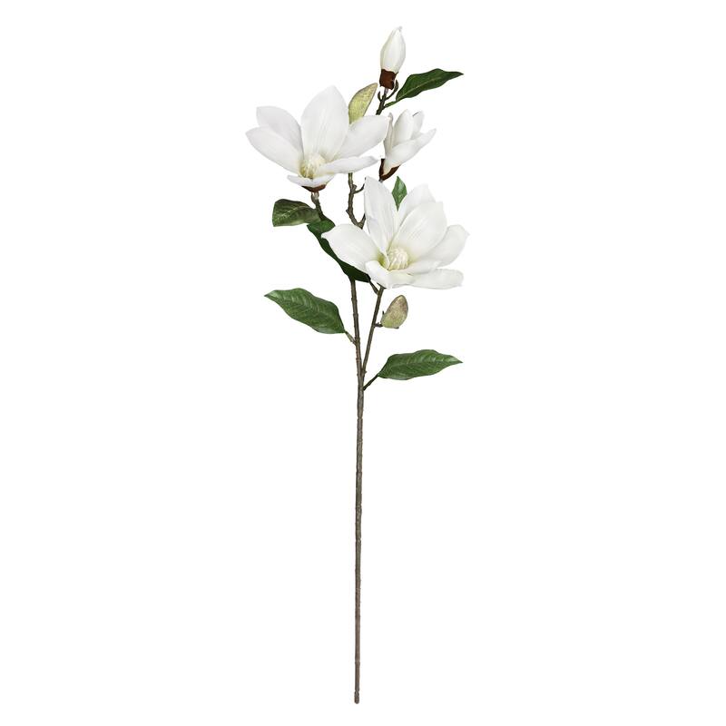 Set of 3 White Artificial Magnolia Flower Stem Spray 32in - 32" L x 8" W x 5" DP