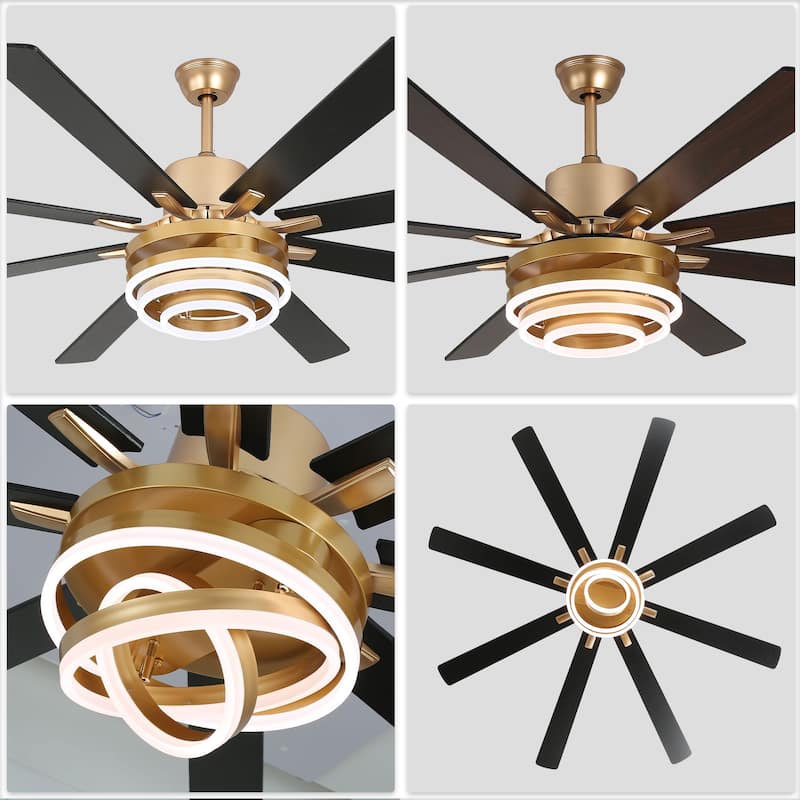 Bella Depot 72" Modern Large Ceiling Fan with Dimmable LED Light and Remote Control 6-Speed Reversible DIY Shade Chandelier