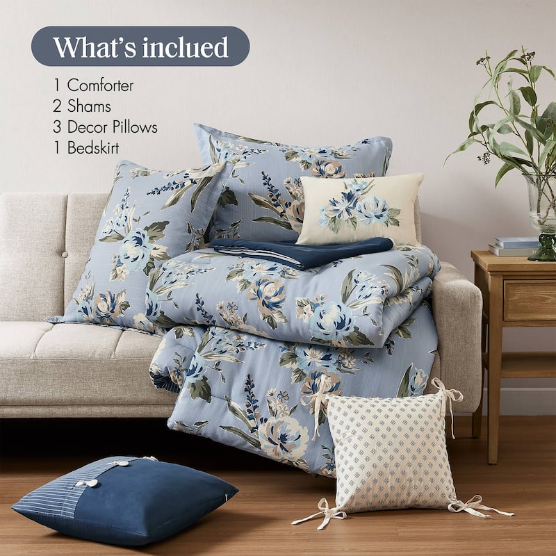 GDF Studio - Rosehaven 7-Piece Queen Vintage Floral Comforter Set