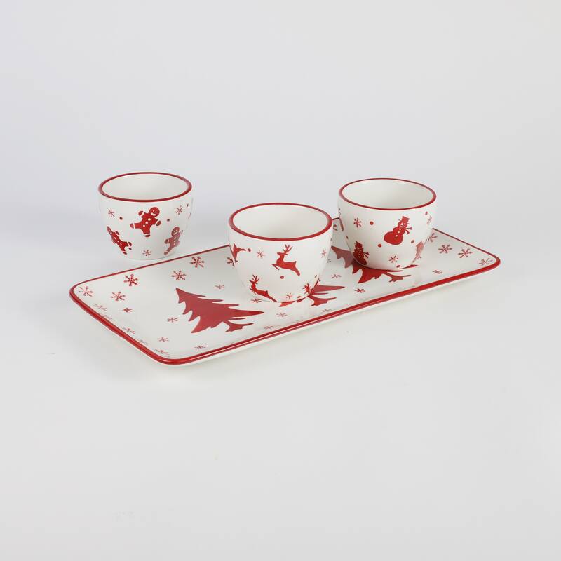 Euro Ceramica Winterfest 4 Piece Holiday Entertaining Set