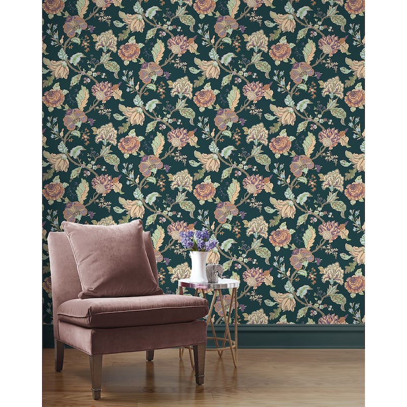 Seabrook Designs Lana Jacobean Prepasted Wallpaper