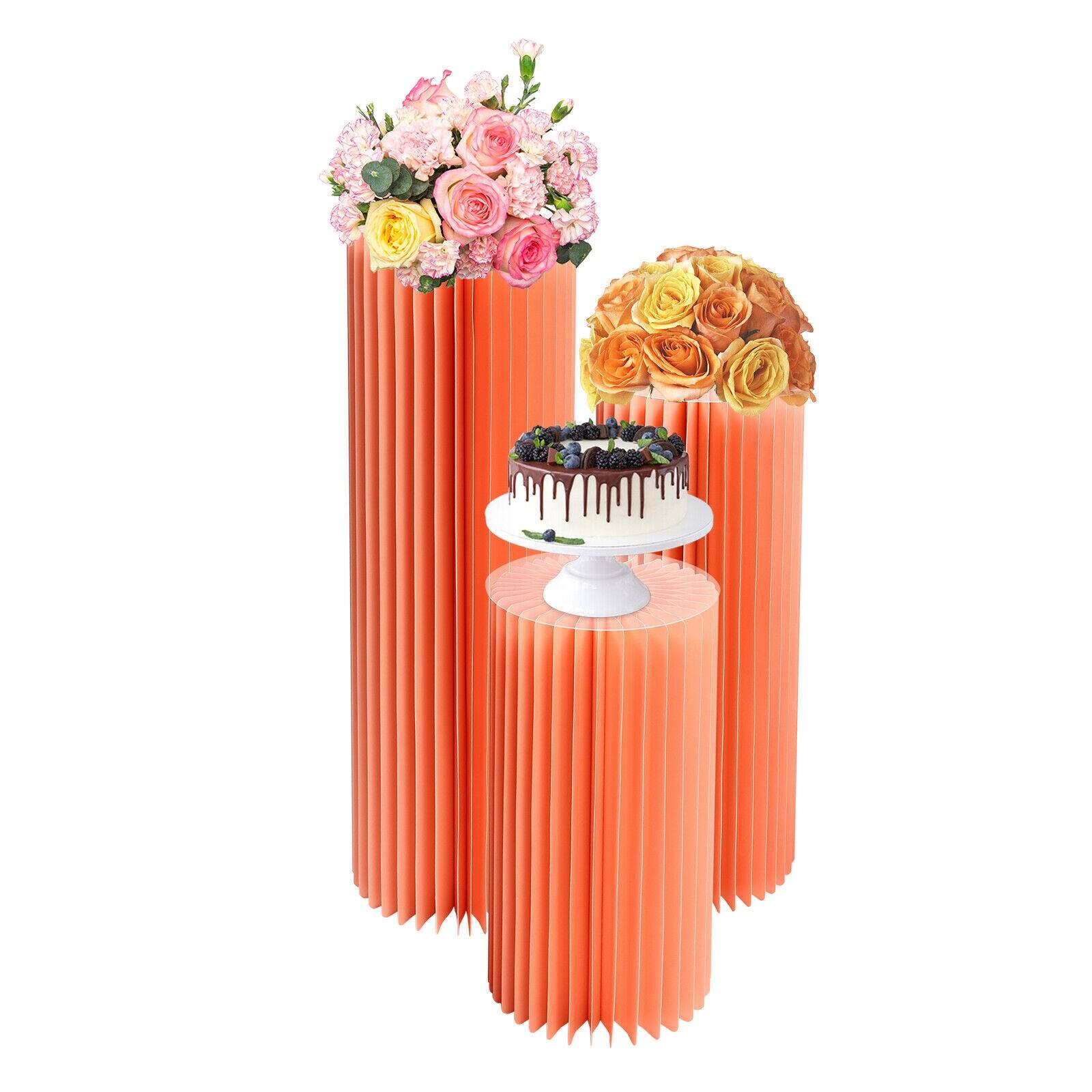 5PCS Foldable Paper Cylindrical Cake Display Pedestals Stand Bed Bath