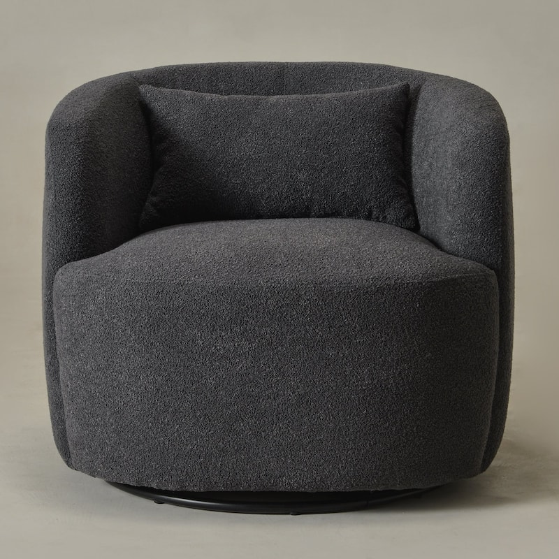 KINWELL 34" Sherpa Swivel Accent Chair Boucle Upholstered Armchair
