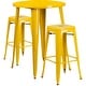preview thumbnail 27 of 31, 30'' Round Metal Indoor-Outdoor Bar Table Set with 2 Square Seat Backless Stools - 30"W x 30"D x 41"H