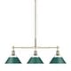 preview thumbnail 1 of 5, Golden Lighting 3306-LP AB Orwell 3 Light 36" Wide Linear Pendant Aged Brass / Pine Green Shades