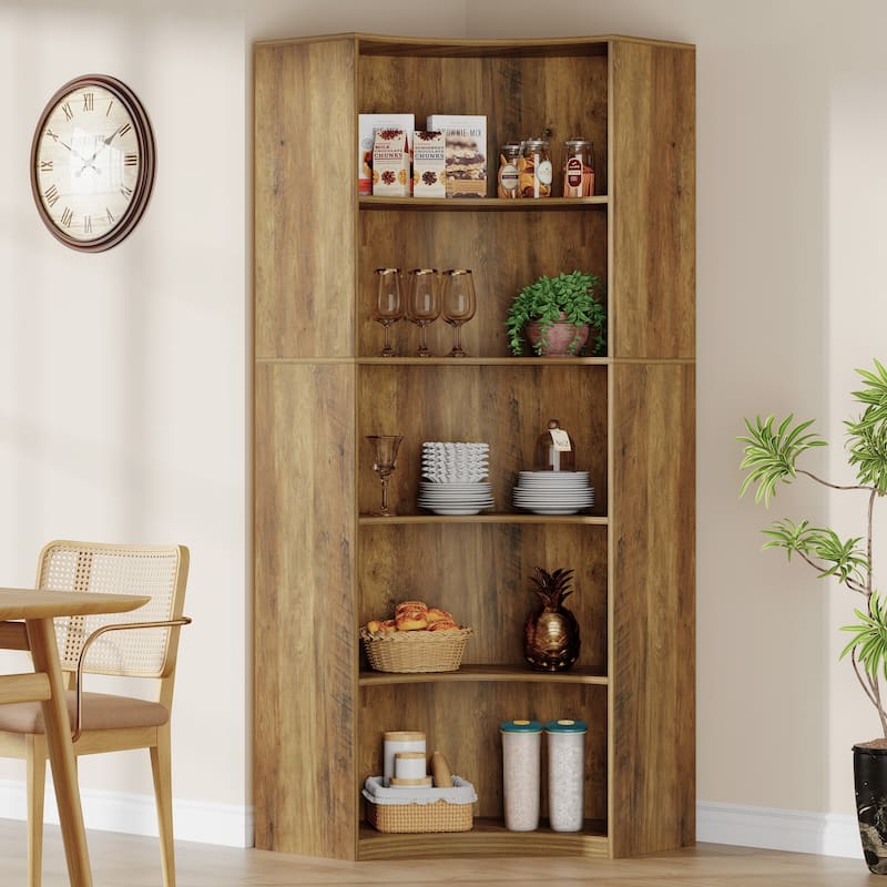 6-Tier Corner Bookshelf/Bookcase, 70.9" Corner Shelf, Storage Cabinet for Living Room, Kitchen, Home Office
