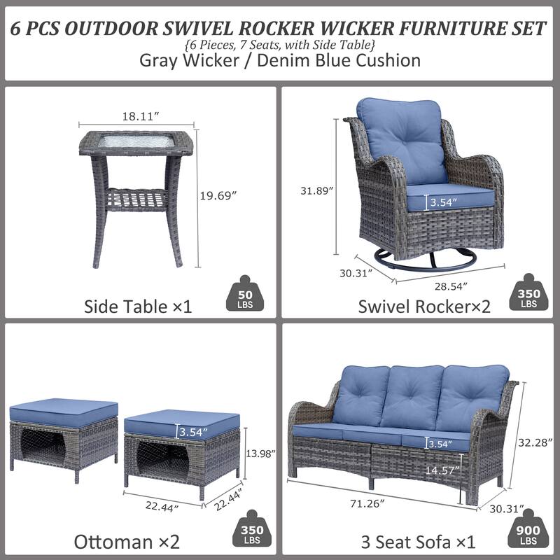 Wicker Patio Furniture Set-Patio Conversation Sets with Swivel Chairs