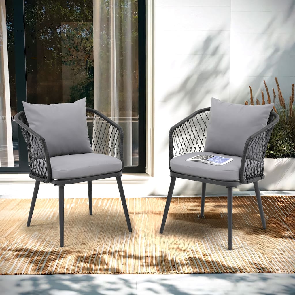 Outdoor 2 Piece Patio Chair Design with Wicker Dining Chairs