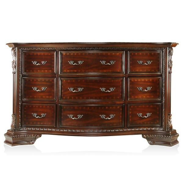 Vace Traditional Brown Cherry 56-inch Wide 9-Drawer Wood Dresser by Furniture of America