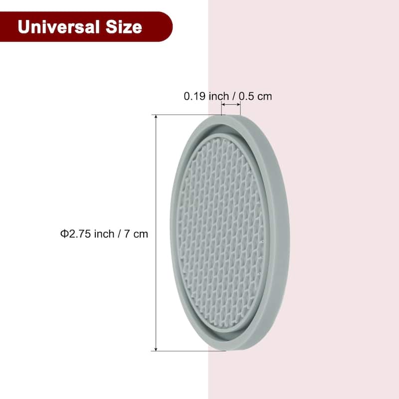 Car Cup Coasters PVC Car Cup Mats Non-Slip Universal Cup Holder - 2.76" - Grey