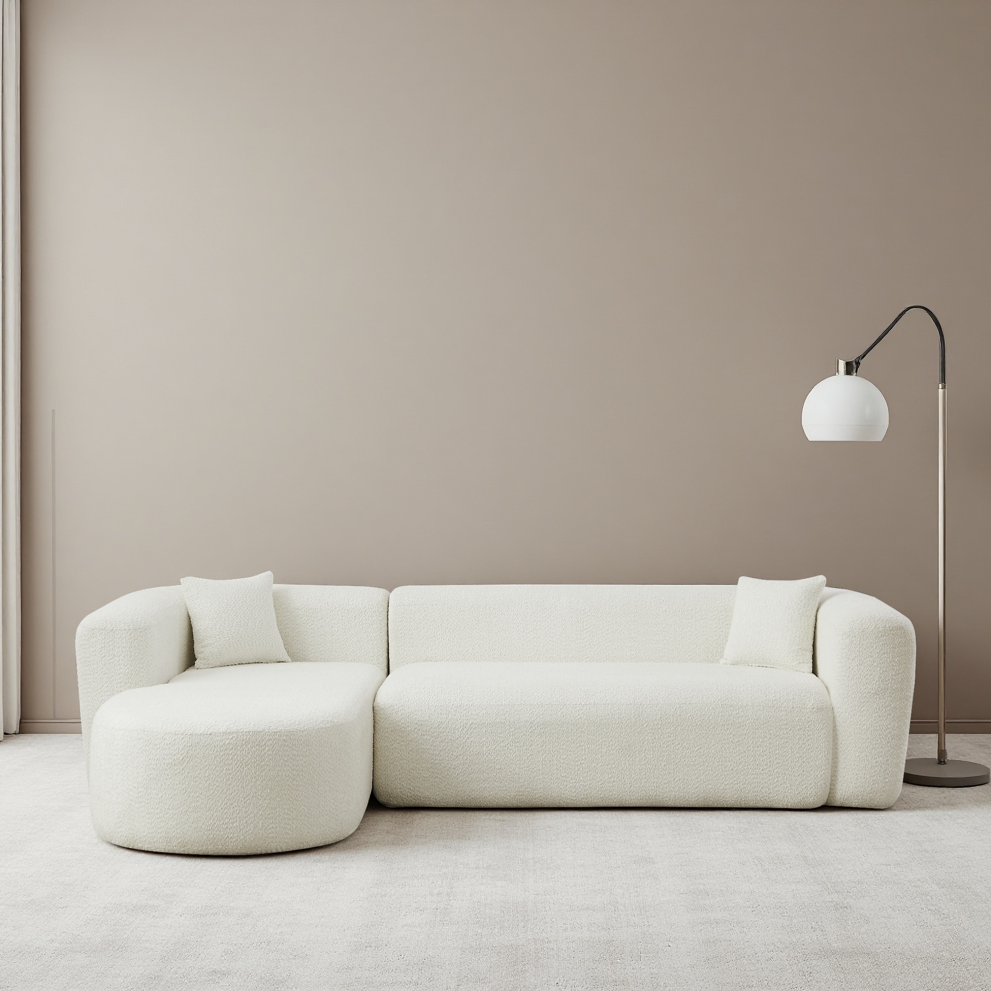 109.4" Chenille L-Shaped Boneless Modular Sectional Sofa with 2 Pillows and No Assembly Required (Left Chaise)