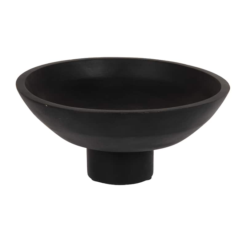 Mango wood footed bowl - Black - 1 Piece