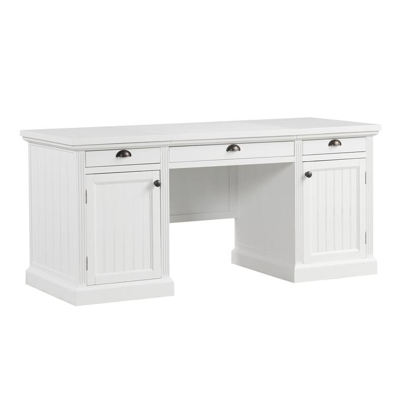 67''Modern Executive Desk,Computer Desk with 2 Storage Cabinet and 3 Drawers, Rectangle Home Office Desk with back