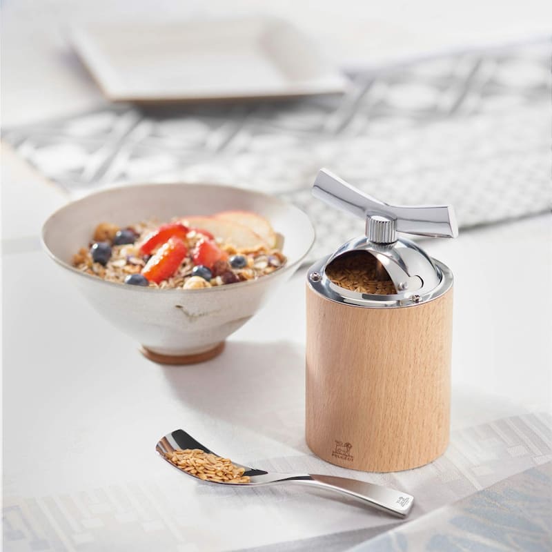 Peugeot Isen 5 Inch Manual Flax Seed Mill in Wood & Stainless Steel, Natural