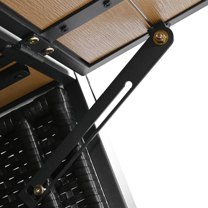 Wicker Outdoor Grill Cart with Extended Plastic Wood Table Top,For Patio Backyard Garden Poolside