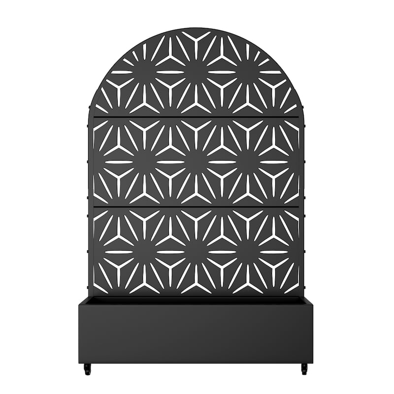 Metal Movable Planter Box with Trellis Privacy Screen Planter Box with Lockable Wheels
