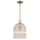 preview thumbnail 35 of 53, Vintage Glam Crystal Bird Cage Lantern Chandelier - Distressed Brass