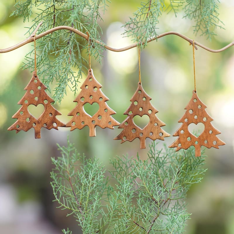 Novica Handmade Tree Of Love Wood Ornaments (Set Of 4)
