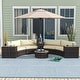 preview thumbnail 9 of 14, Outsunny 8 Piece Patio Furniture Set with 4 Rattan Sofa Chairs & 4 Tables, Outdoor Conversation Set with Storage & Umbrella Hole Brown
