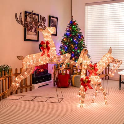 3 PCS Lighted Christmas Reindeer Family Set Decoration with 255 Lights