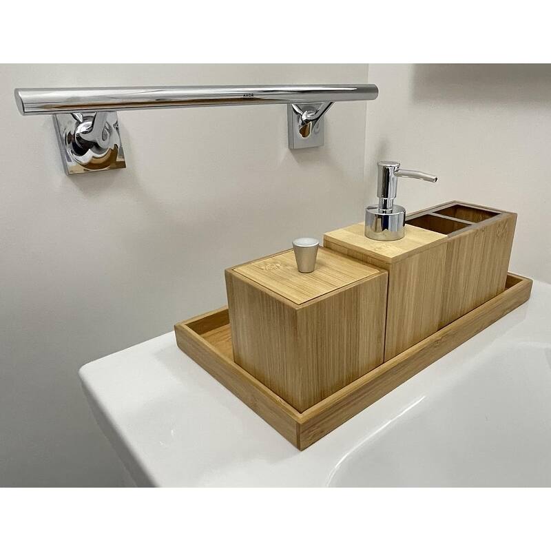 Bathroom Accessories Set with Bamboo Trash Can Bed Bath & Beyond