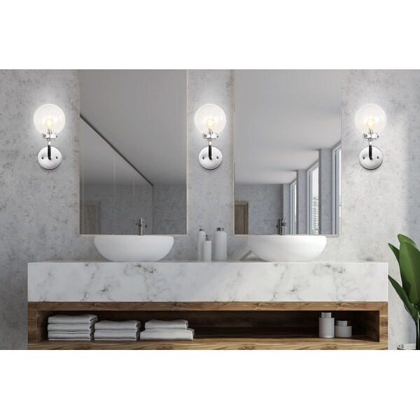 JONATHAN Y Caleb 1-Light 8 in Black/Brass Wall Sconce 