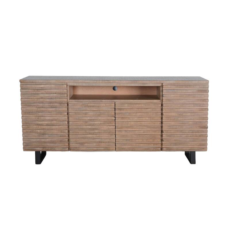 Desy TV Media Entertainment Console, Fluted Doors, Light Brown 72 Inch