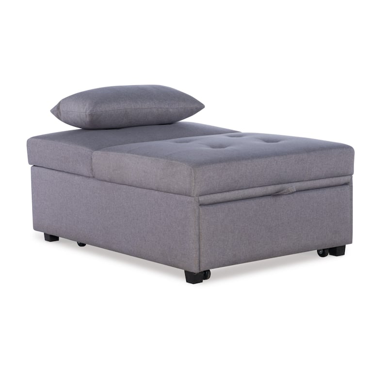 Convertible Sofa Bed with Roll Pillow - 75.5" - Gray