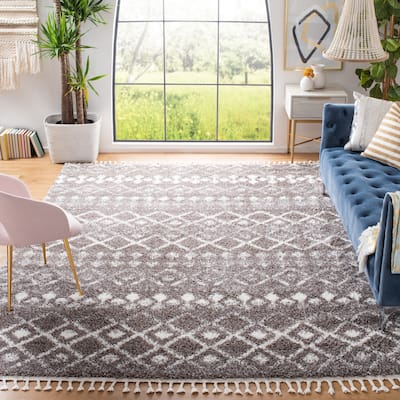 SAFAVIEH Berber Fringe Shag Leatha Trellis Rug