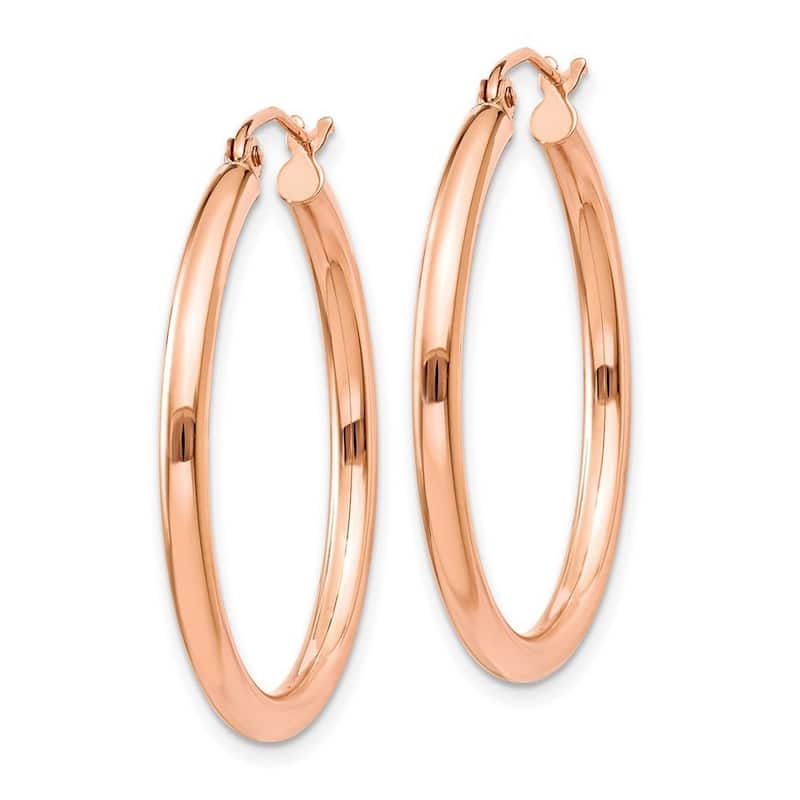 Curata 14k Rose Gold 2.5x30mm Polished Hoop Earrings