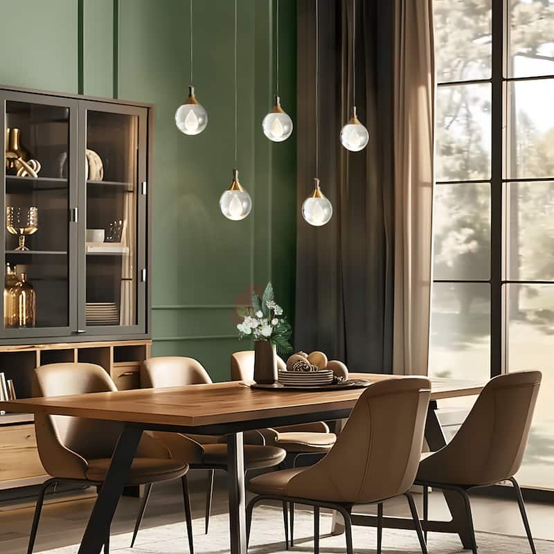 Modern 5-Light LED Chandelier Gold Linear Island Lights for Kitchen Island - W 30" x H 6"