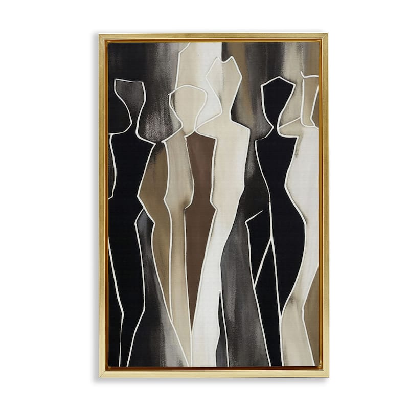 Stupell Earthy People Silhouettes Framed Floater Canvas Wall Art Design By LSR Creative Studio - 21 x 31 - Gold