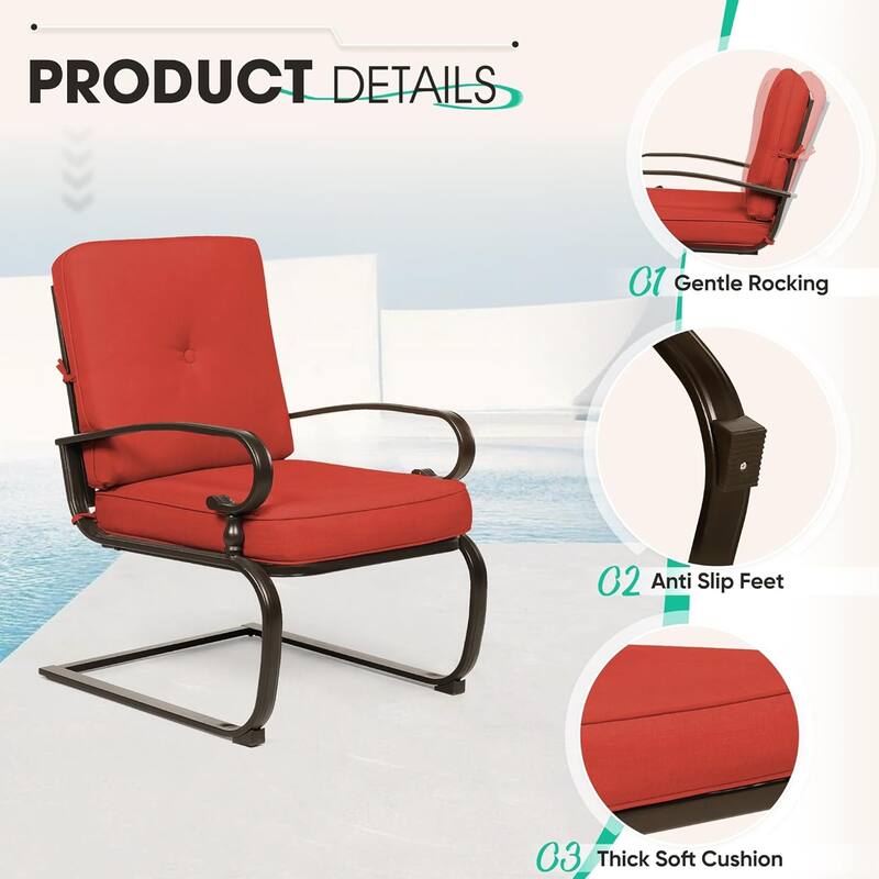 4-Piece Outdoor Patio Glider Loveseat and Rocker Conversation Set with Cushions