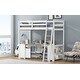 preview thumbnail 4 of 15, White Twin Size Solid Wood Loft Bed with Desk, Blackboard & Drawers