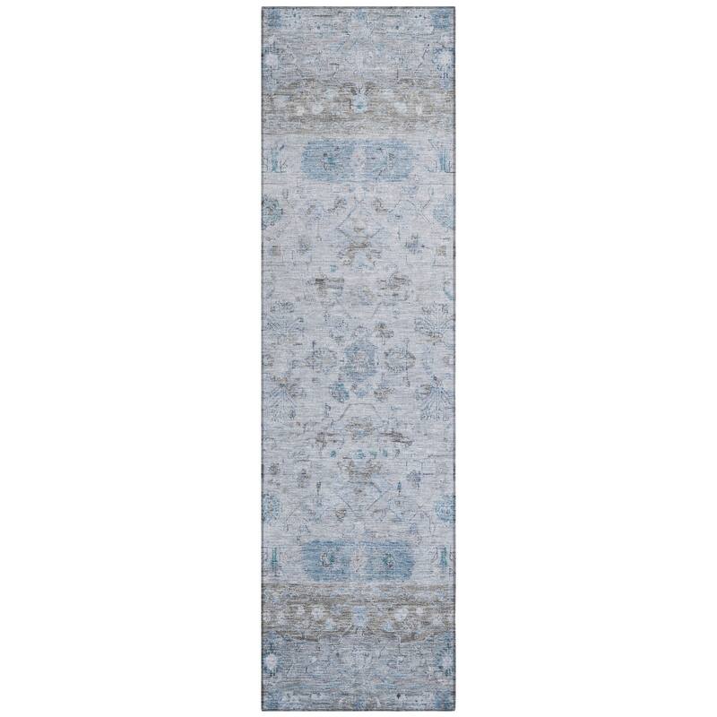 Machine Washable Indoor/ Outdoor Traditional Border Chantille Rug