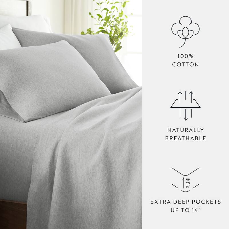 Ultra Soft 4 Piece Cotton Jersey Knit Sheet Set