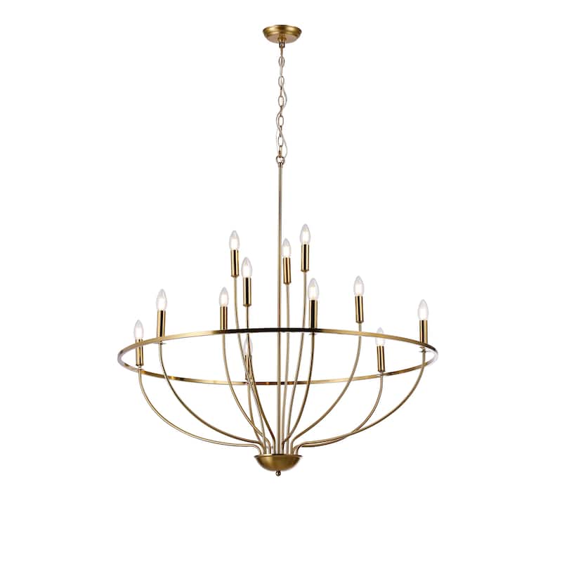 12-Light Metal Lotus Chandelier Graceful Curve Candlestick Ceiling Light