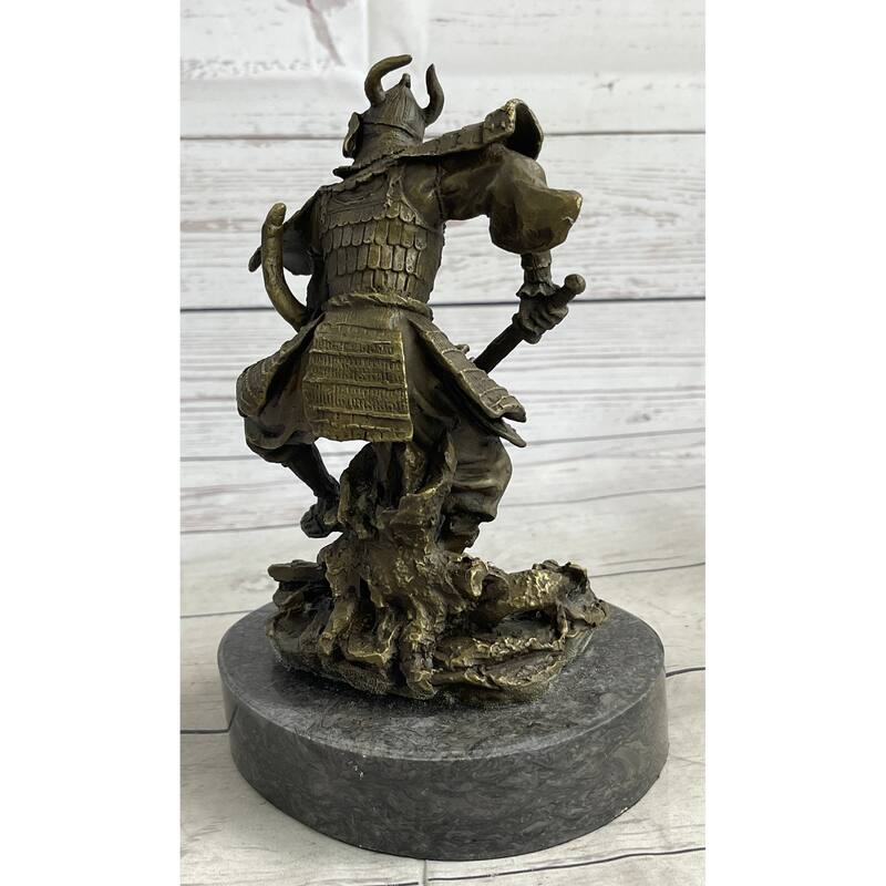 Japanese Samurai Warrior Bronze Statue Sculpture Figure Signed Original 9 Inches X 5 Inches