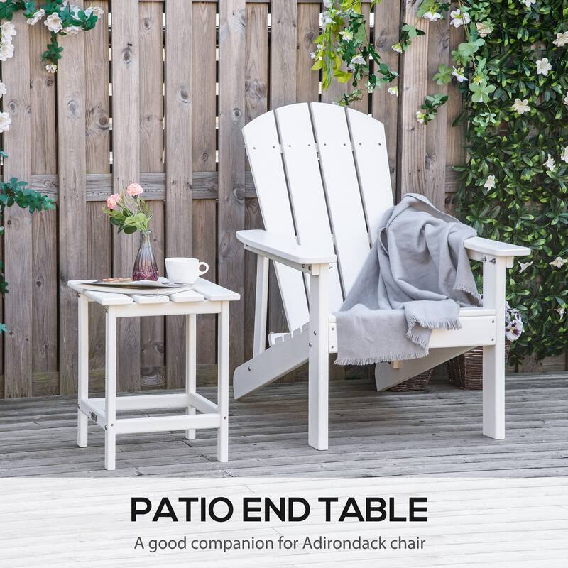 Outsunny Patio Side Table, Square Outdoor End Table, HDPE Plastic Tea Table for Adirondack Chair, Backyard or Lawn