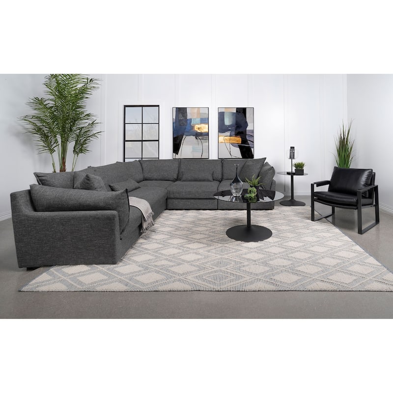 Sasha 5-piece Upholstered Modular Sectional Barely Black